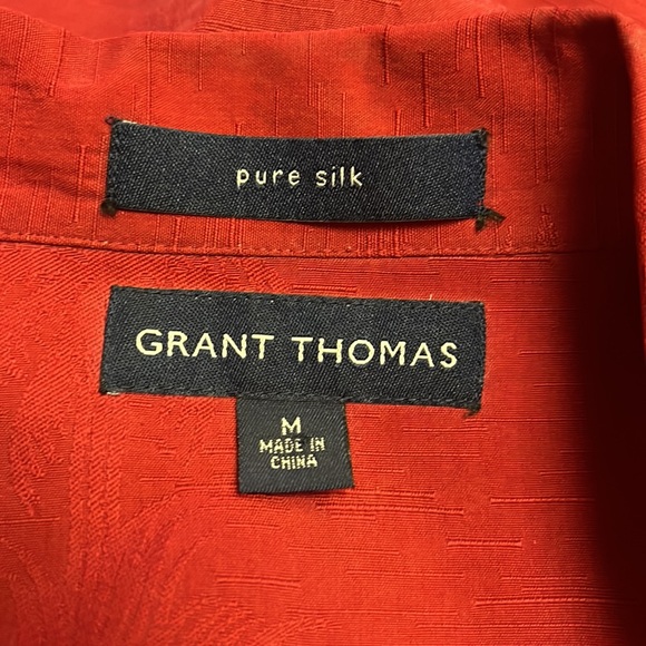 Grant Thomas Silk Casual Button Down Men’s Size M Red Short Sleeve Beach - Picture 4 of 6